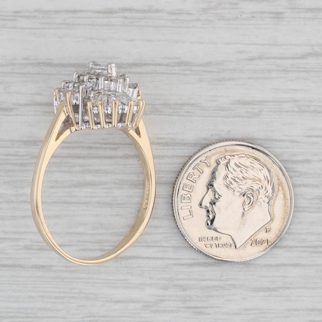0.73ctw Diamond Cluster Engagement Ring 14k Yellow Gold Size 9 1