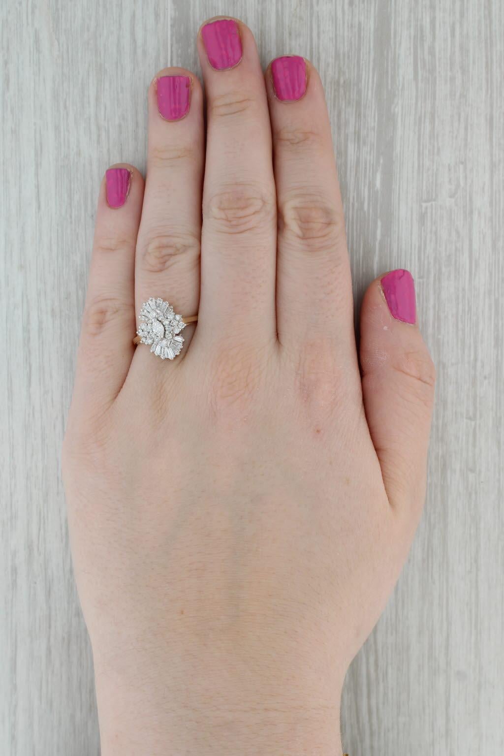 0.73ctw Diamond Cluster Engagement Ring 14k Yellow Gold Size 9 2