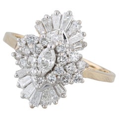 0.73ctw Diamond Cluster Engagement Ring 14k Yellow Gold Size 9