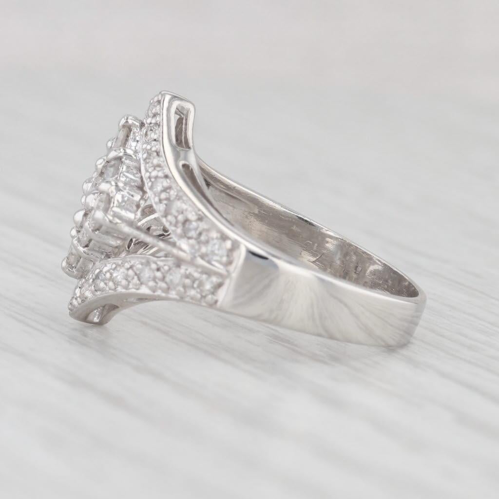 0.73ctw Diamond Cluster Ring 900 Platinum Size 6.75 Cocktail In Good Condition In McLeansville, NC