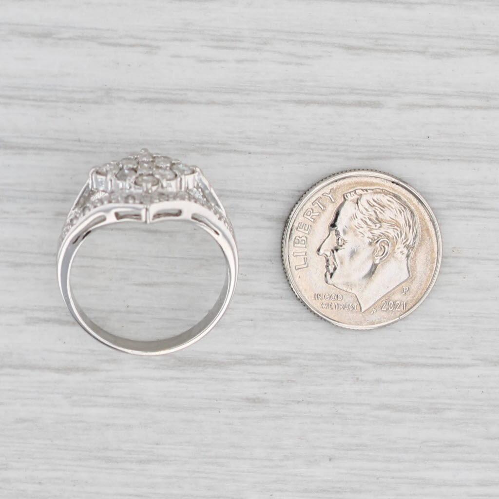 0.73ctw Diamond Cluster Ring 900 Platinum Size 6.75 Cocktail 2