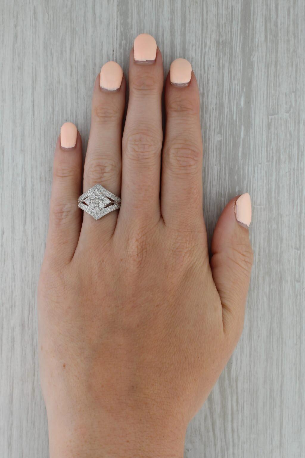 0.73ctw Diamond Cluster Ring 900 Platinum Size 6.75 Cocktail 3