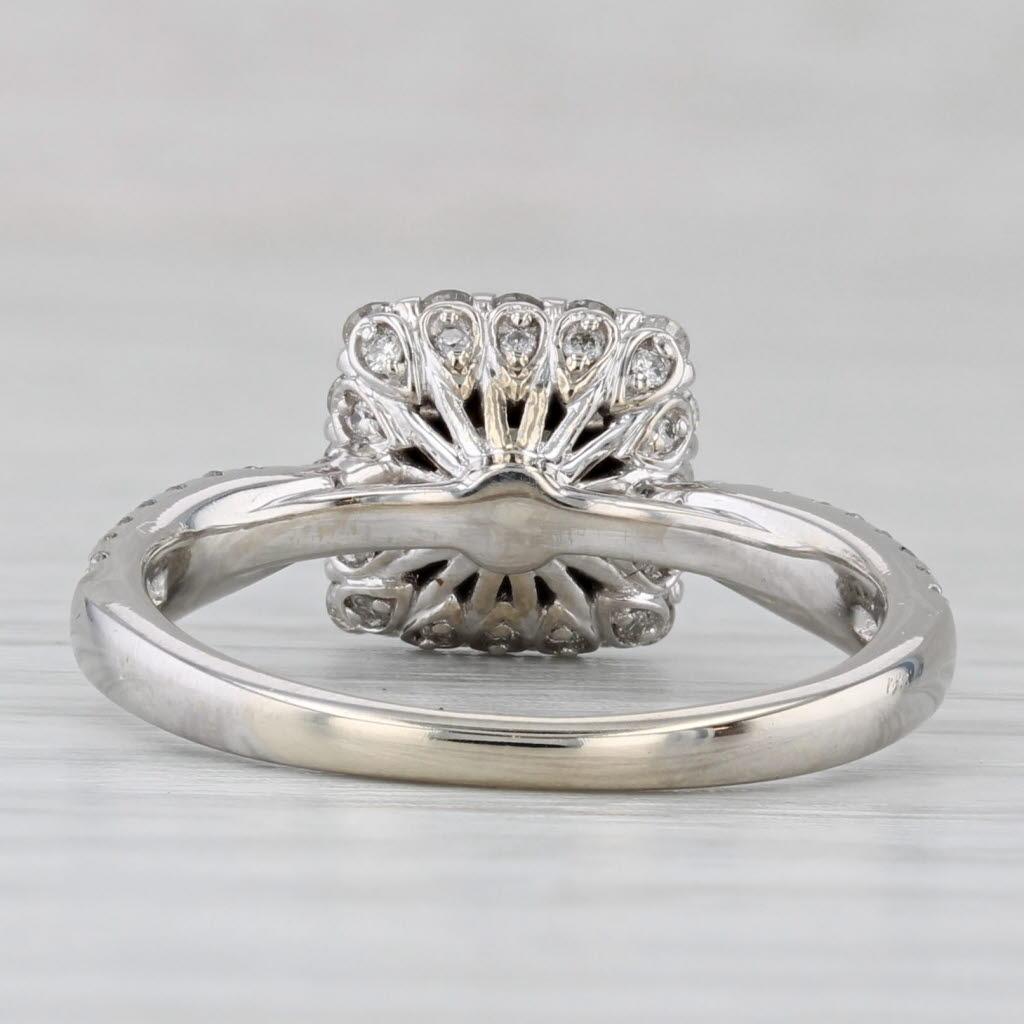 Princess Cut 0.73ctw Diamond Princess Halo Engagement Ring 14k White Gold Size 6.25 For Sale