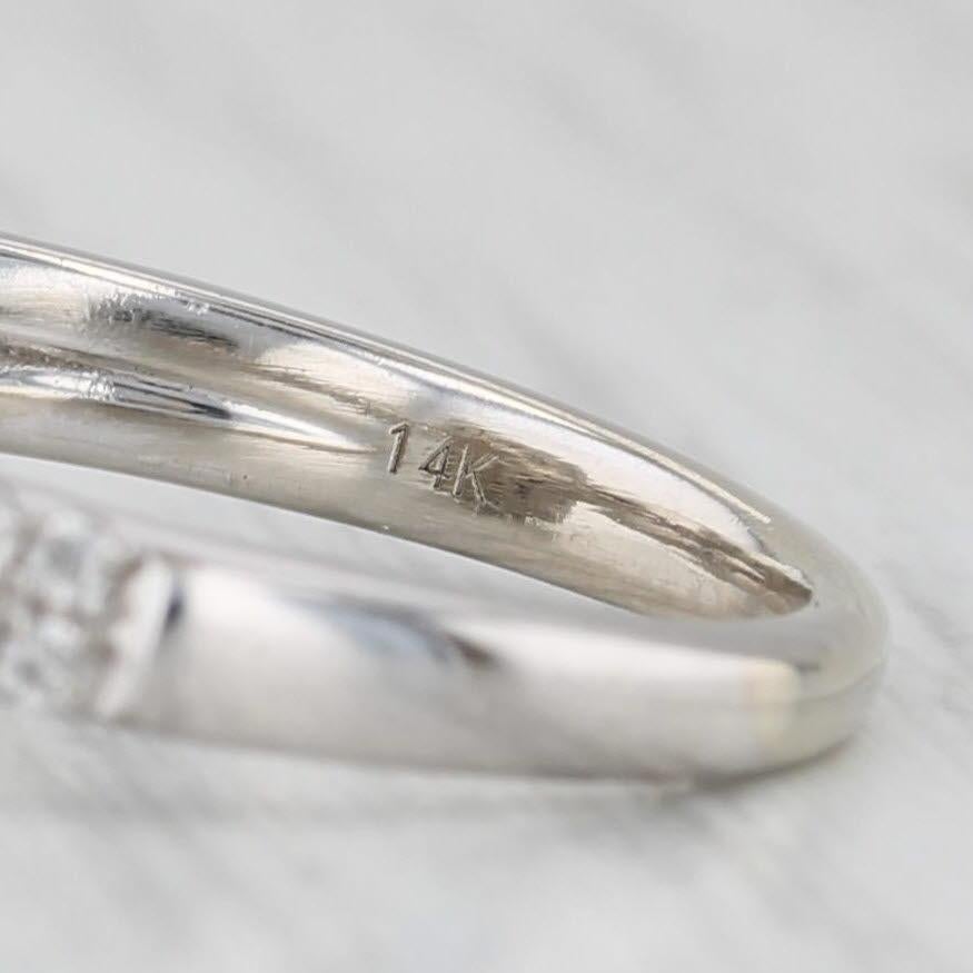 0.73ctw Diamond Princess Halo Engagement Ring 14k White Gold Size 6.25 In Good Condition For Sale In McLeansville, NC