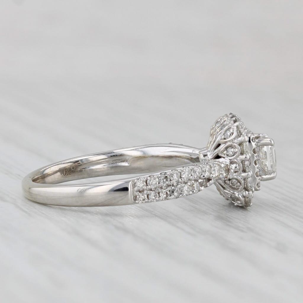 Women's or Men's 0.73ctw Diamond Princess Halo Engagement Ring 14k White Gold Size 6.25 For Sale