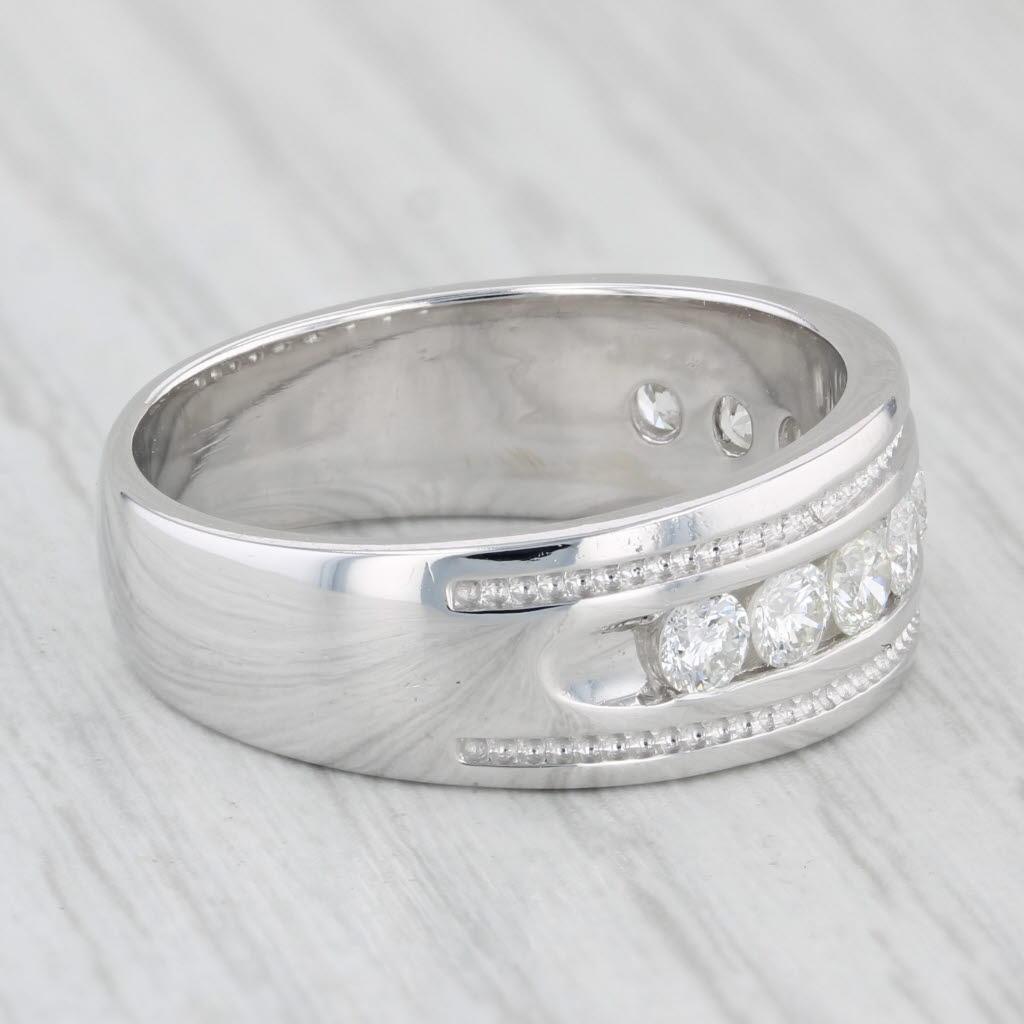 0.73ctw Men's Diamond Wedding Band 14k White Gold Size 8.5 For Sale 4