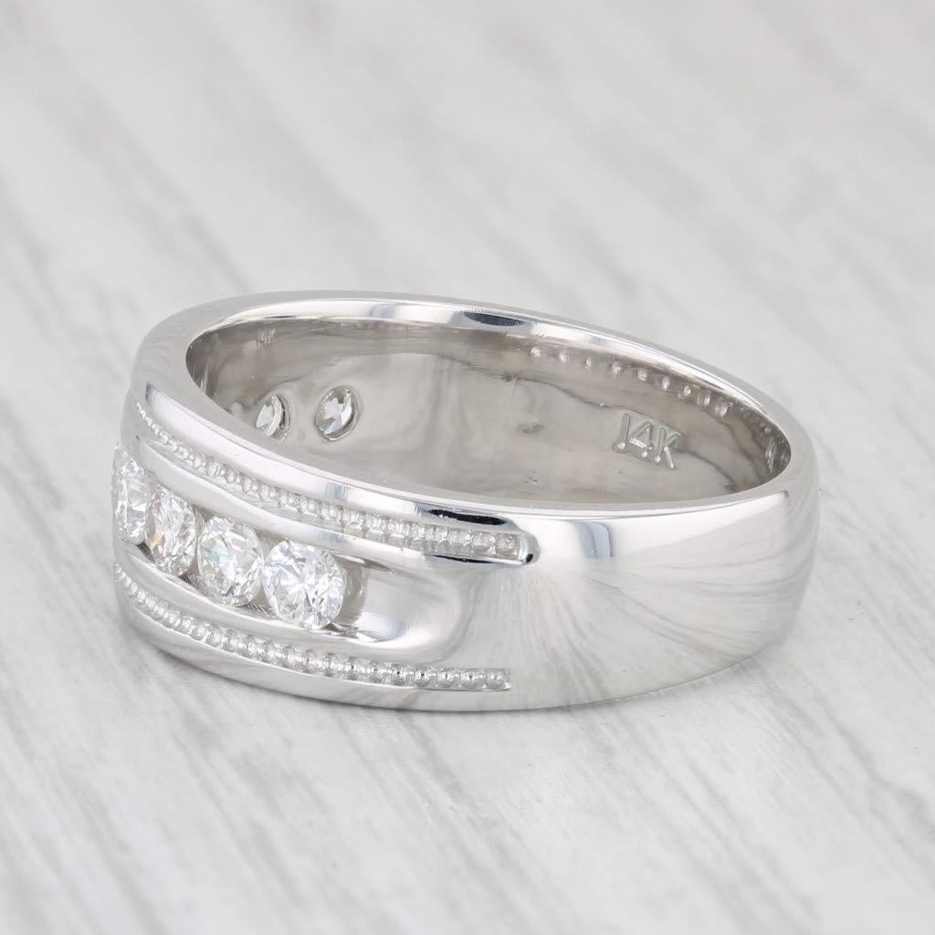 0.73ctw Men's Diamond Wedding Band 14k White Gold Size 8.5 5