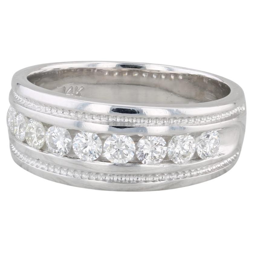 0.73ctw Men's Diamond Wedding Band 14k White Gold Size 8.5 For Sale