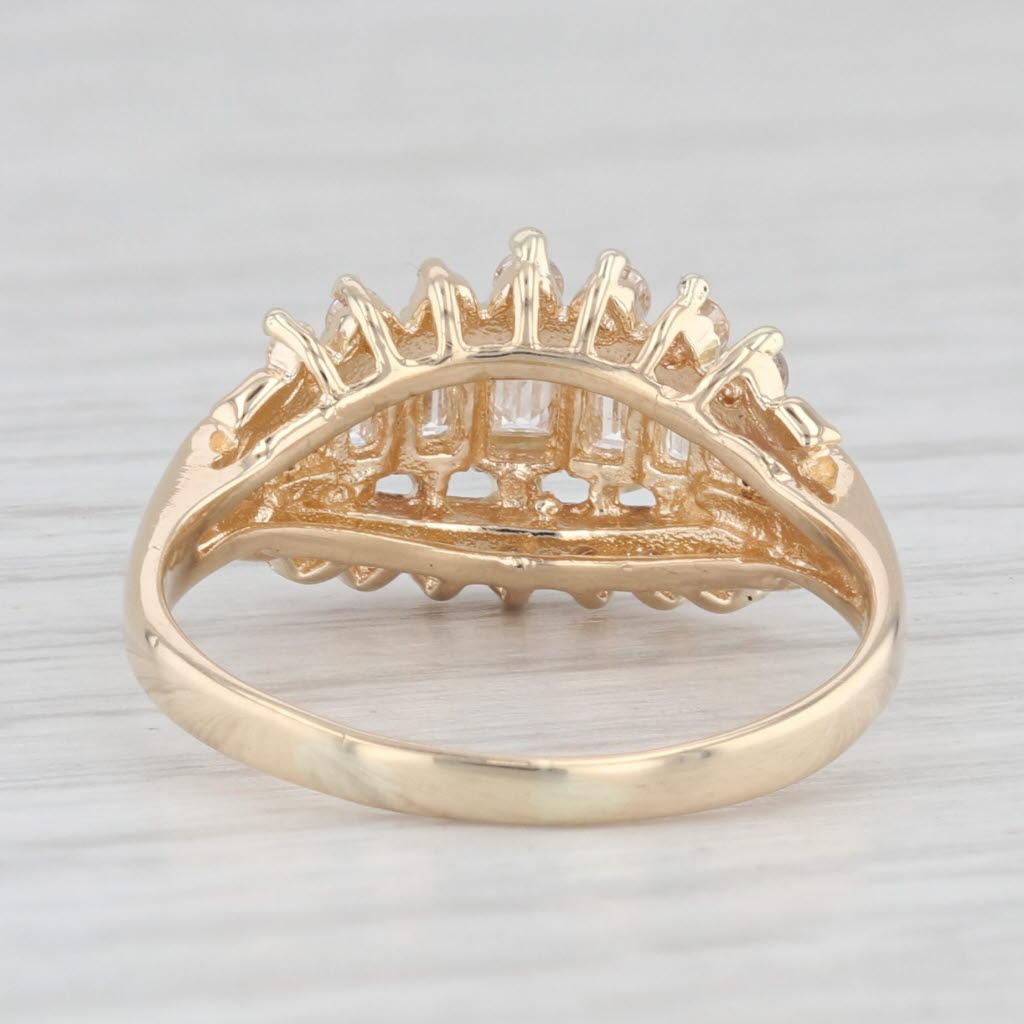 Baguette Cut 0.73ctw Tiered Baguette Diamond Ring 14k Yellow Gold Size 7 For Sale