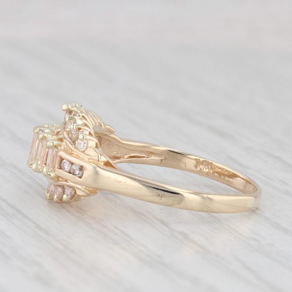 0.73ctw Tiered Baguette Diamond Ring 14k Yellow Gold Size 7 For Sale 1