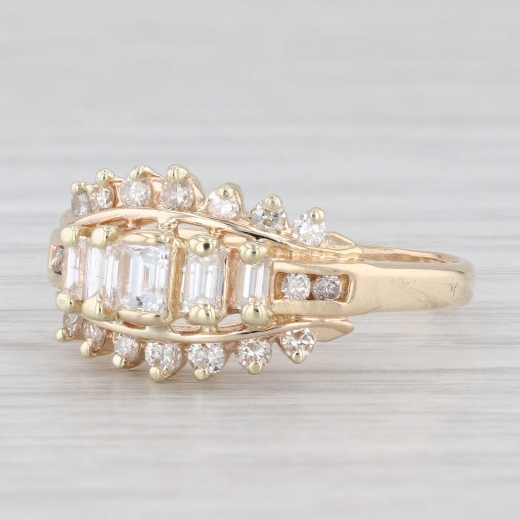 0.73ctw Tiered Baguette Diamond Ring 14k Yellow Gold Size 7 For Sale 2