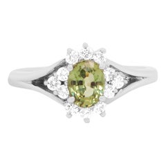 0.74 Carat Natural Alexandrite and Diamond Ring