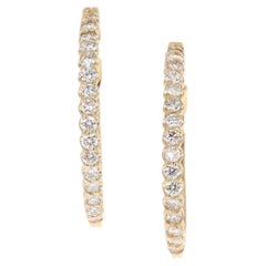 0.74 Carat Diamond Hoop Earrings 14 Karat Yellow Gold