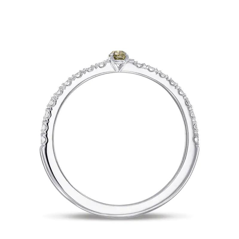 Contemporary 0.74 carat Fancy Grayish Yellowish Green Chameleon Diamond White Gold 18K Ring For Sale