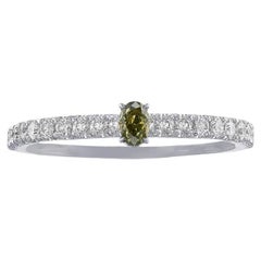 0.74 carat Fancy Grayish Yellowish Green Chameleon Diamond White Gold 18K Ring