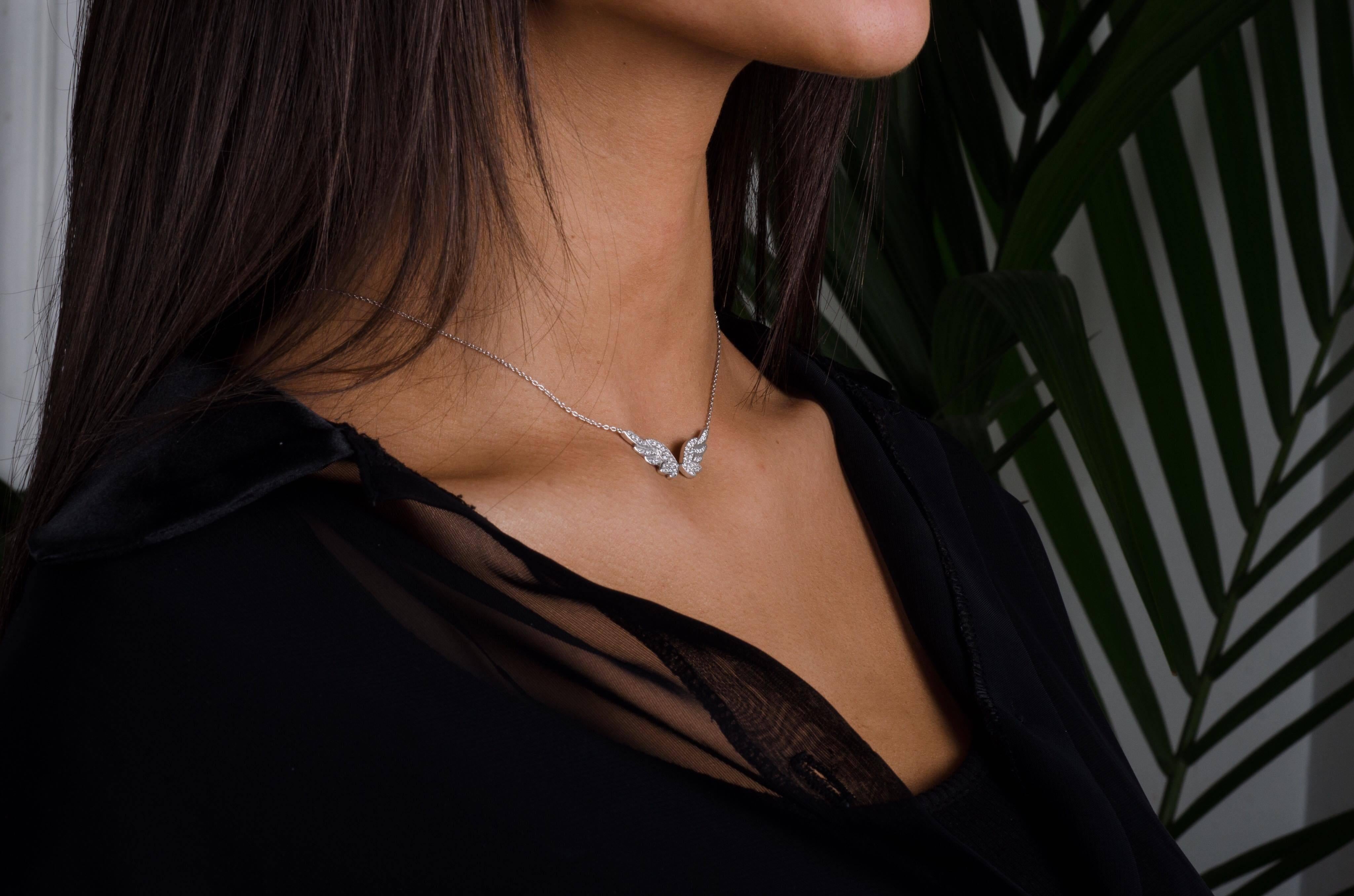 diamond angel wing necklace