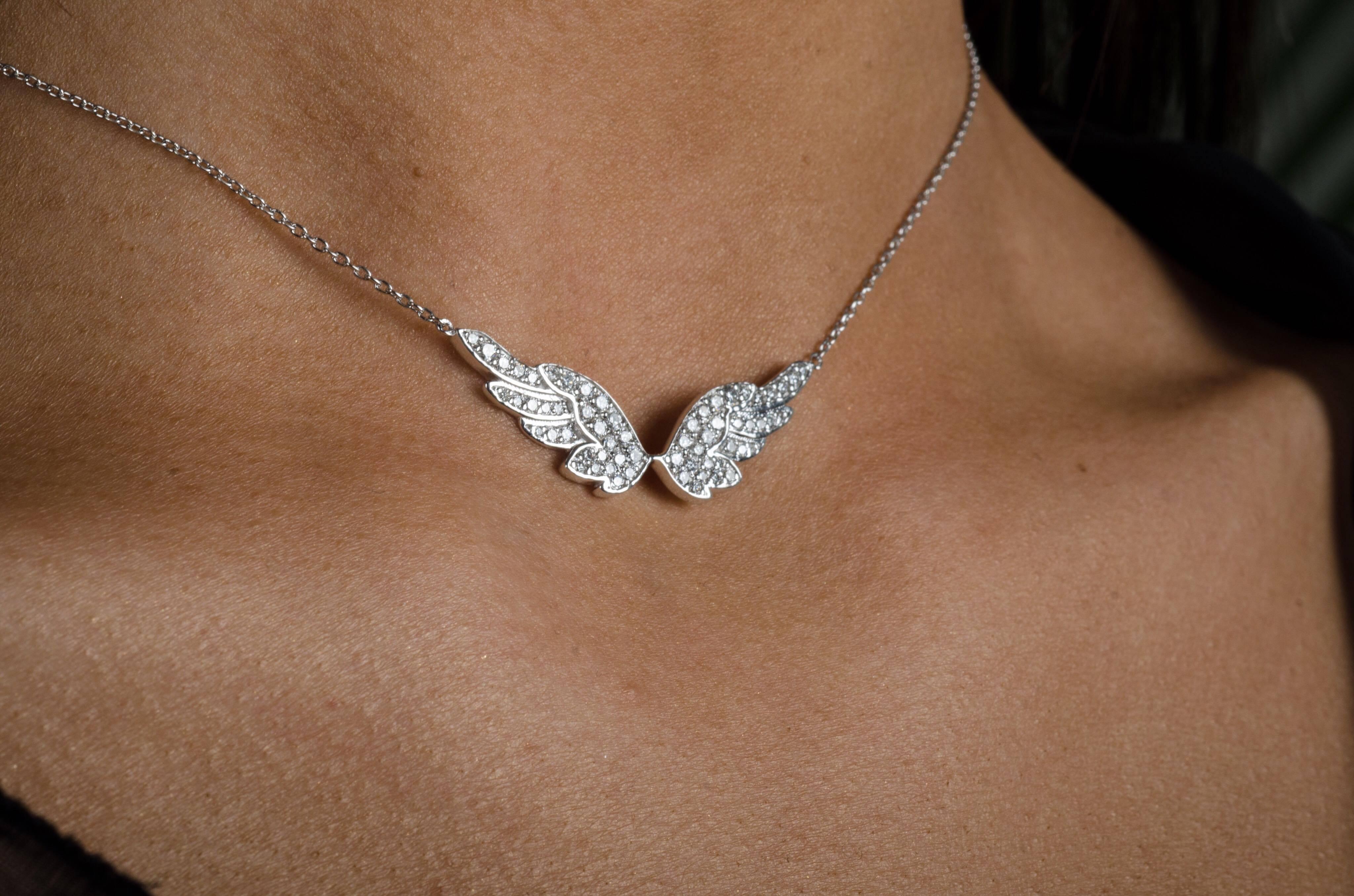 angel wing diamond necklace