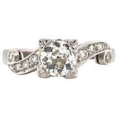 Anello di platino con diamante di metà secolo da 0,74 carati