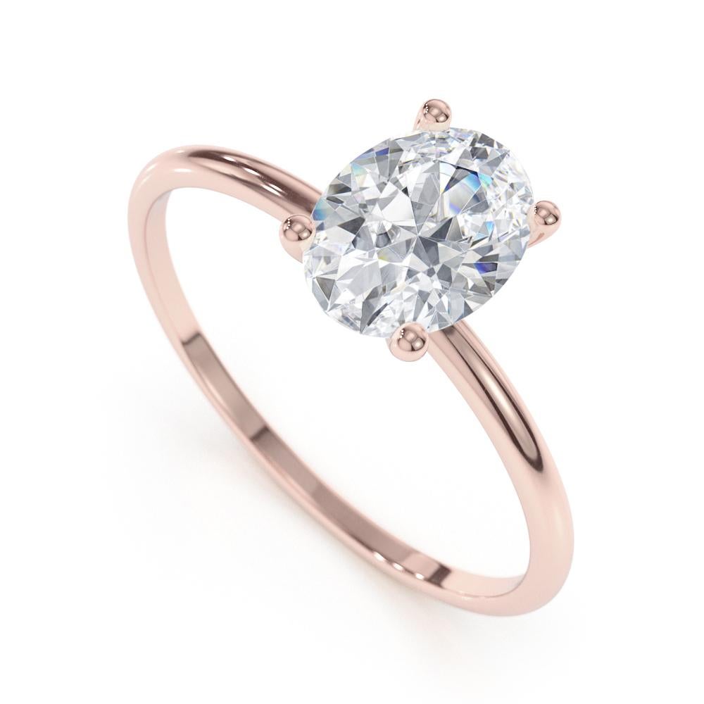 For Sale:  0.74 Carat Oval Cut Diamond Engagement Ring in 14k Rose Gold, Shlomit Rogel 2