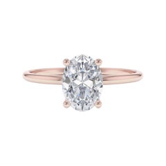 0.74 Carat Oval Cut Diamond Engagement Ring in 14k Rose Gold, Shlomit Rogel