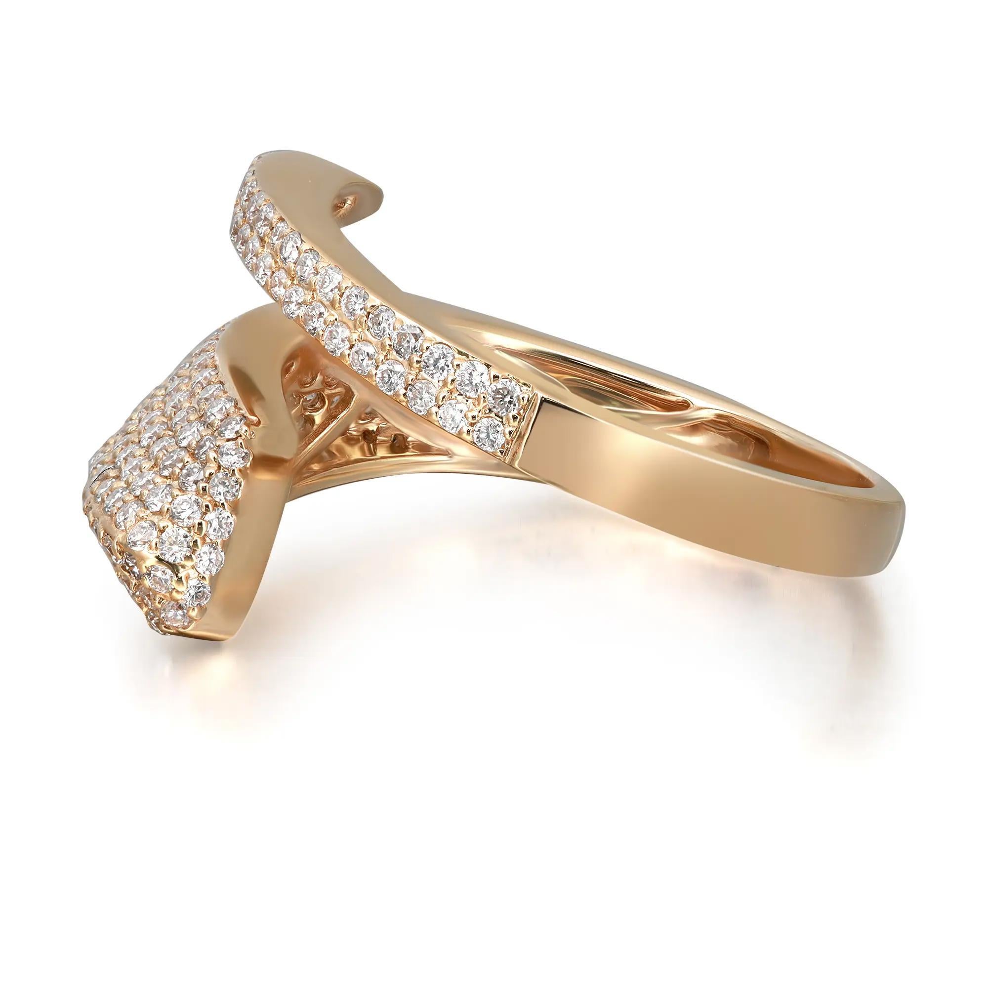 For Sale:  0.74 Carat Pave Diamond Wrap Ring 18K Yellow Gold   2
