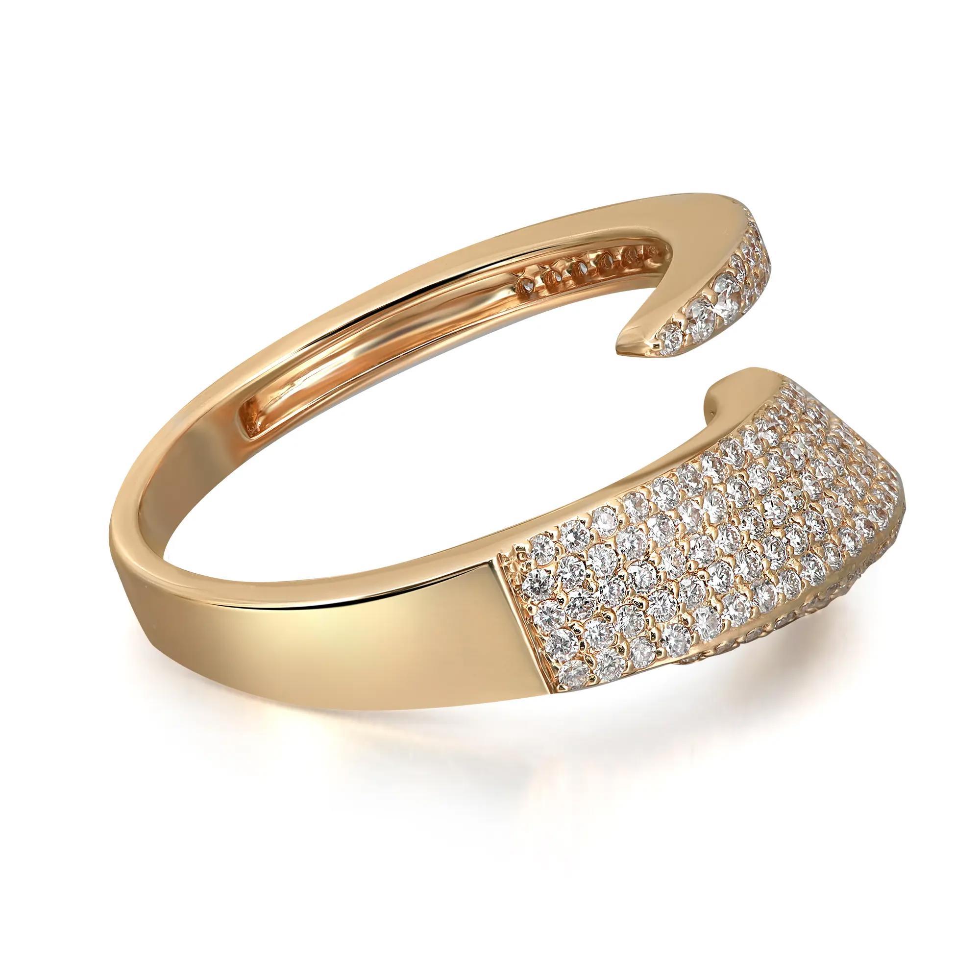 For Sale:  0.74 Carat Pave Diamond Wrap Ring 18K Yellow Gold   4
