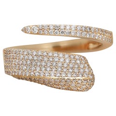 Bague enveloppante de diamants pavés de 0,74 carat en or jaune 18 carats  