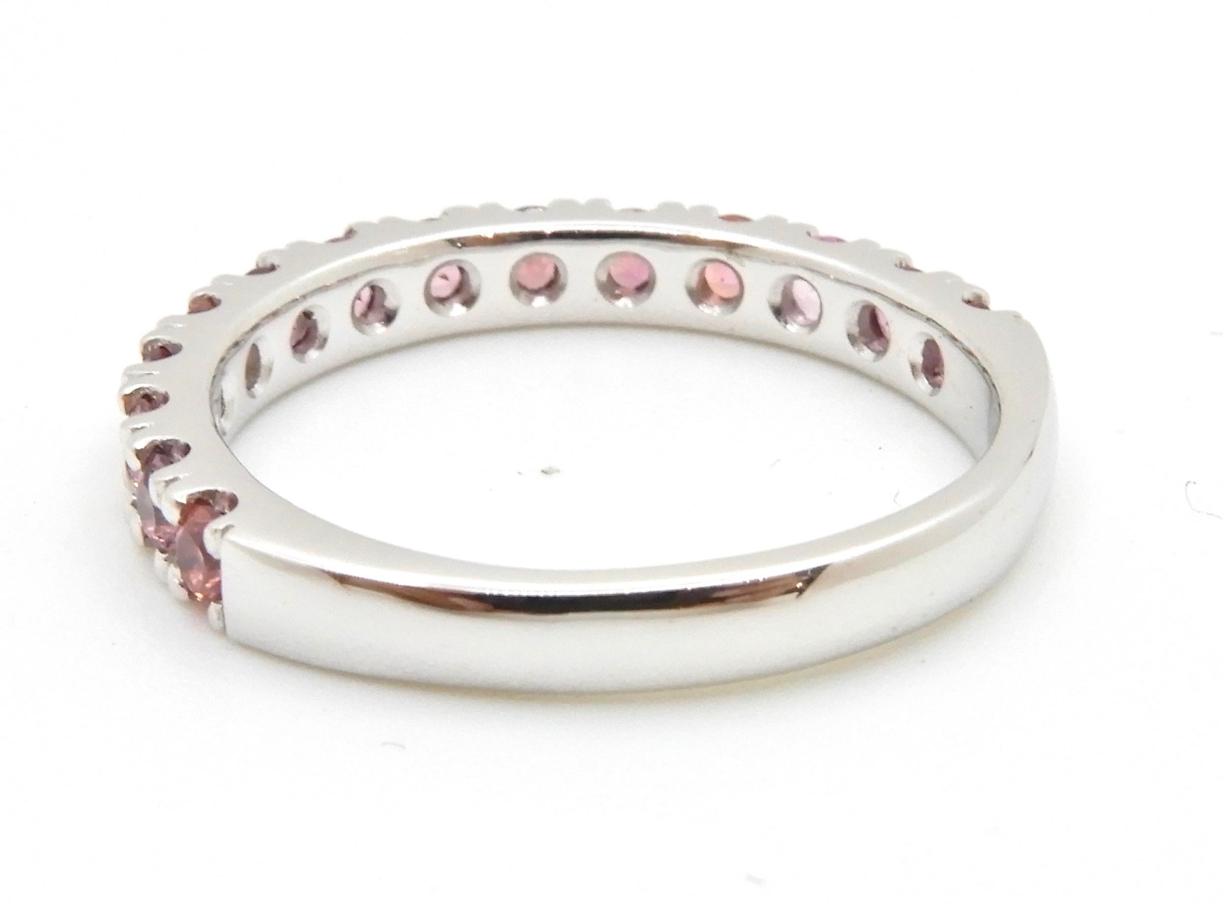 0.74 Carat Pink Sapphire and 18 Carat White Gold Wedding Ring In New Condition For Sale In Brisbane, QLD