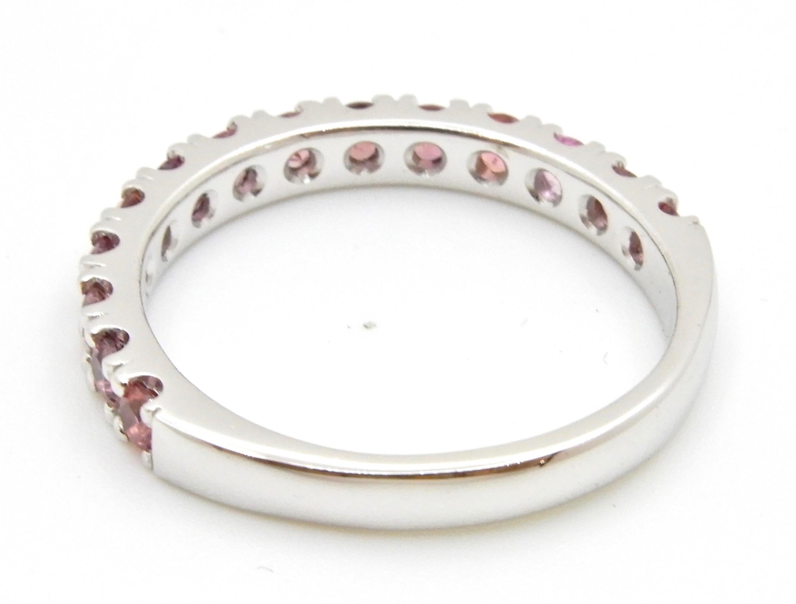 Women's 0.74 Carat Pink Sapphire and 18 Carat White Gold Wedding Ring For Sale