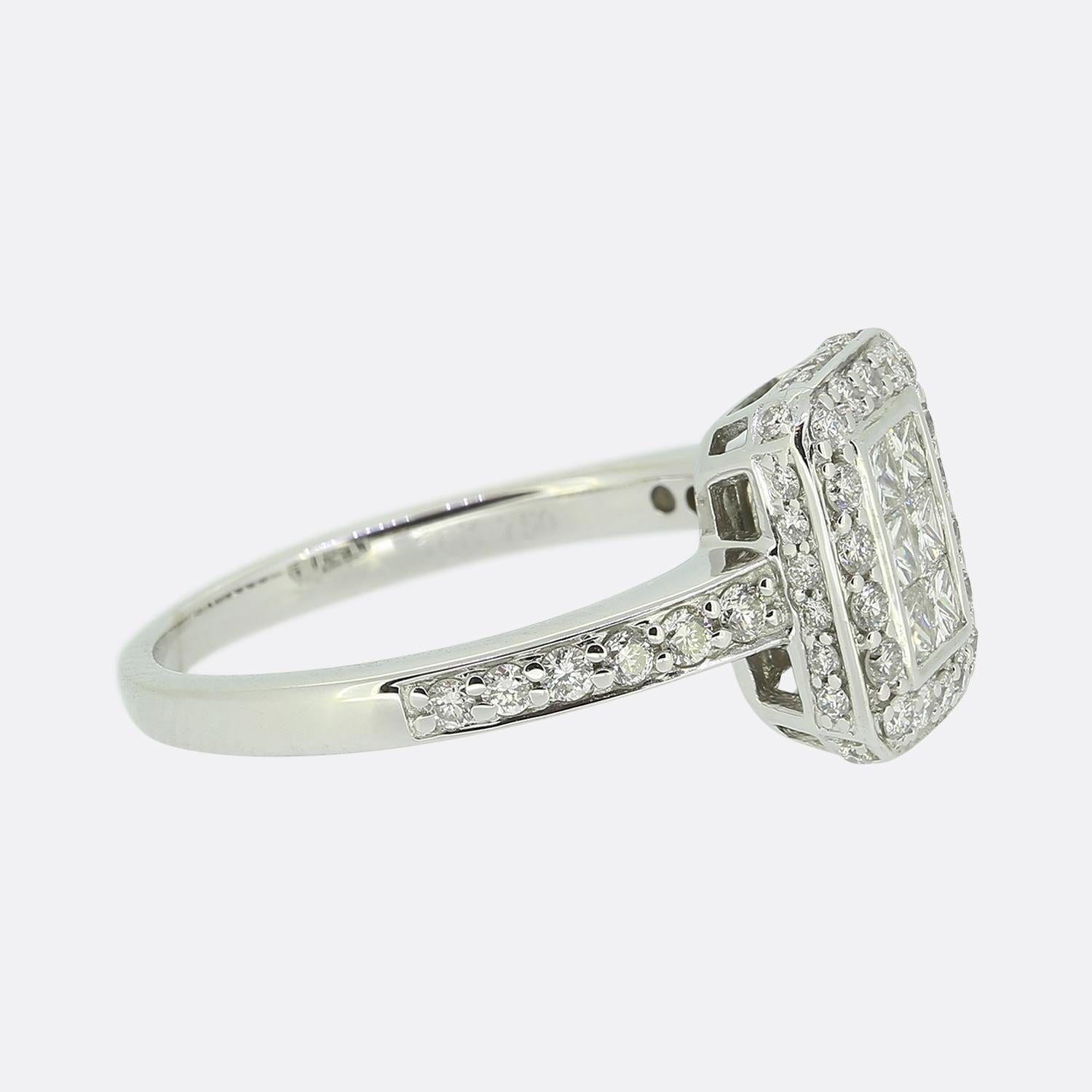 0,74 Karat rechteckiger Diamantring (Carréschliff) im Angebot