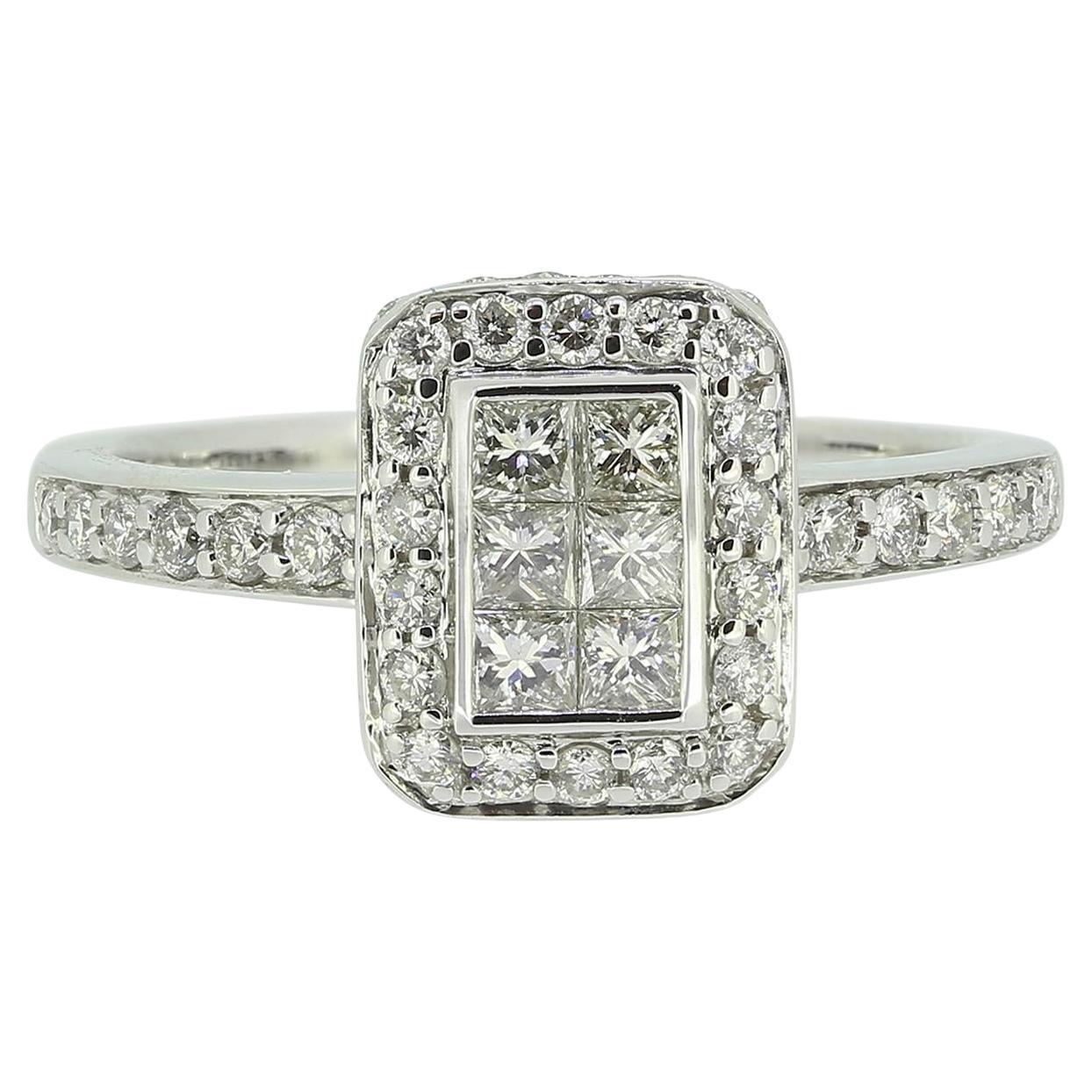 0.74 Carat Rectangular Diamond Ring