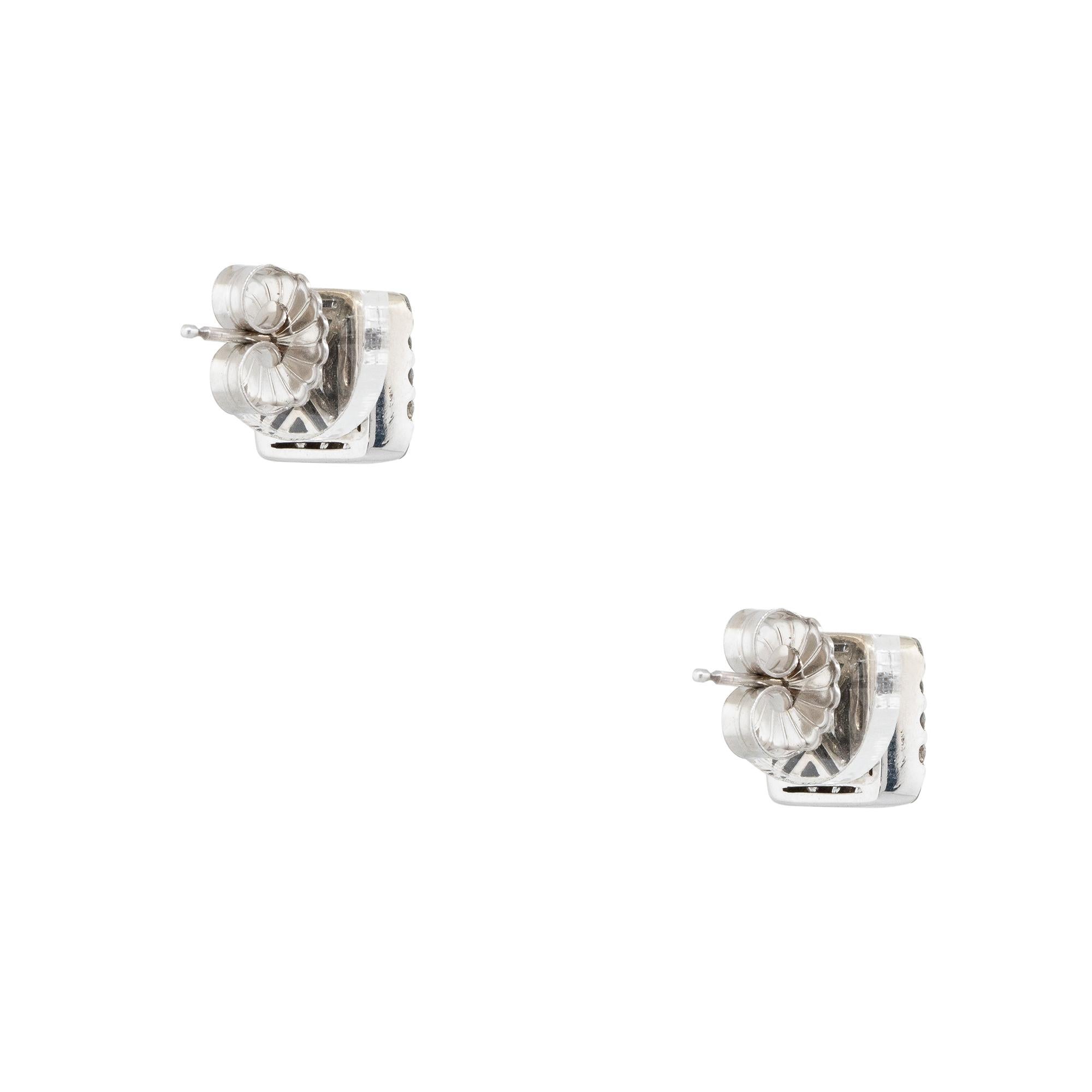 0,74 Karat Runder Brillant & Baguetteschliff Diamant Ohrring 14 Karat Vorrätig Damen im Angebot