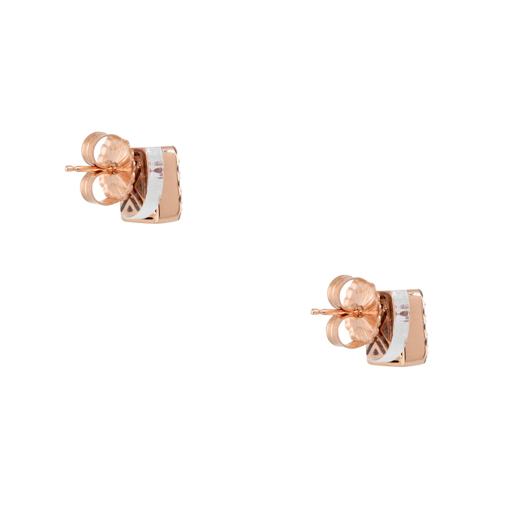 Women's 0.74 carat Round Brilliant & Baguette Cut Diamond Earrings 14 Karat In Stock For Sale