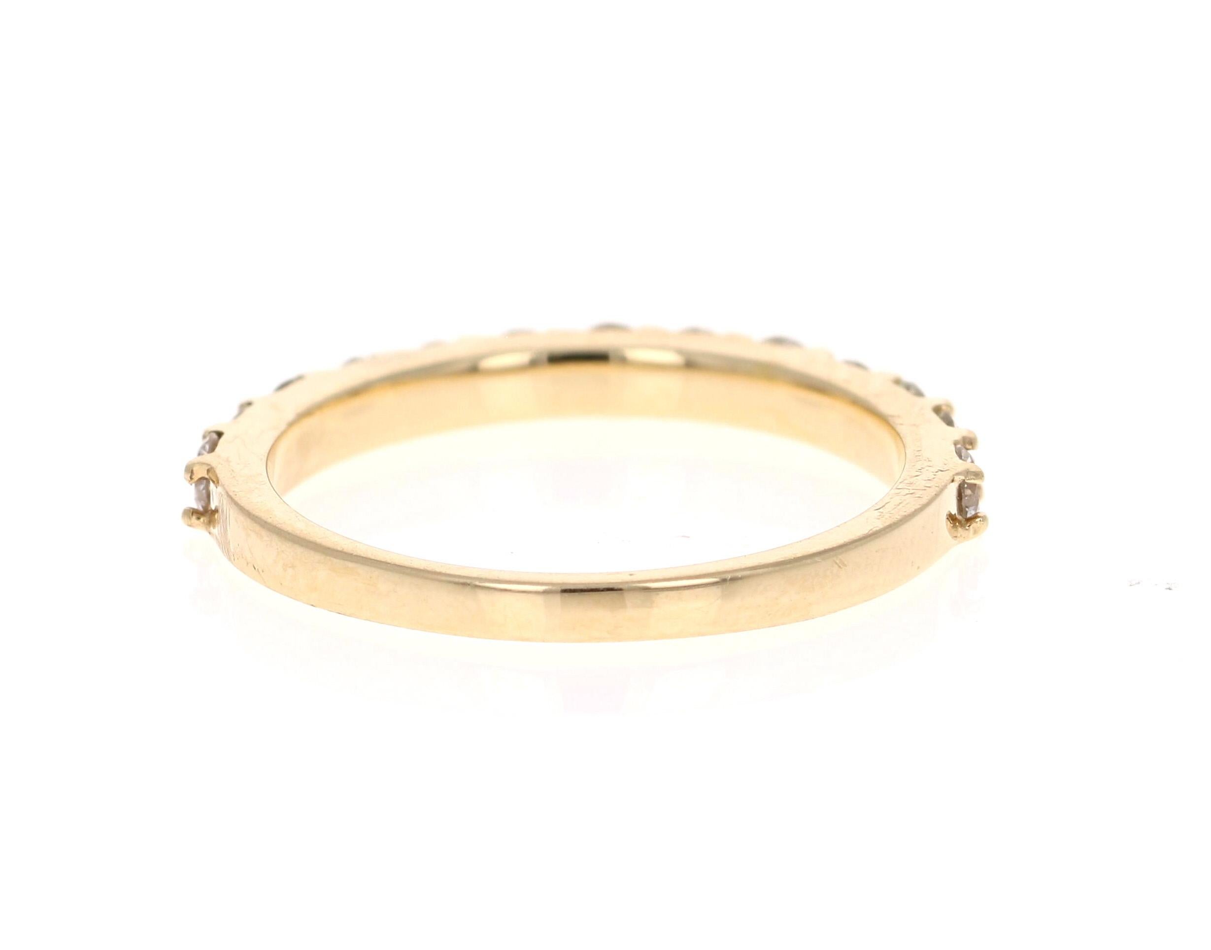0.74 Carat Round Cut Diamond Yellow Gold Stackable Band In New Condition In Los Angeles, CA
