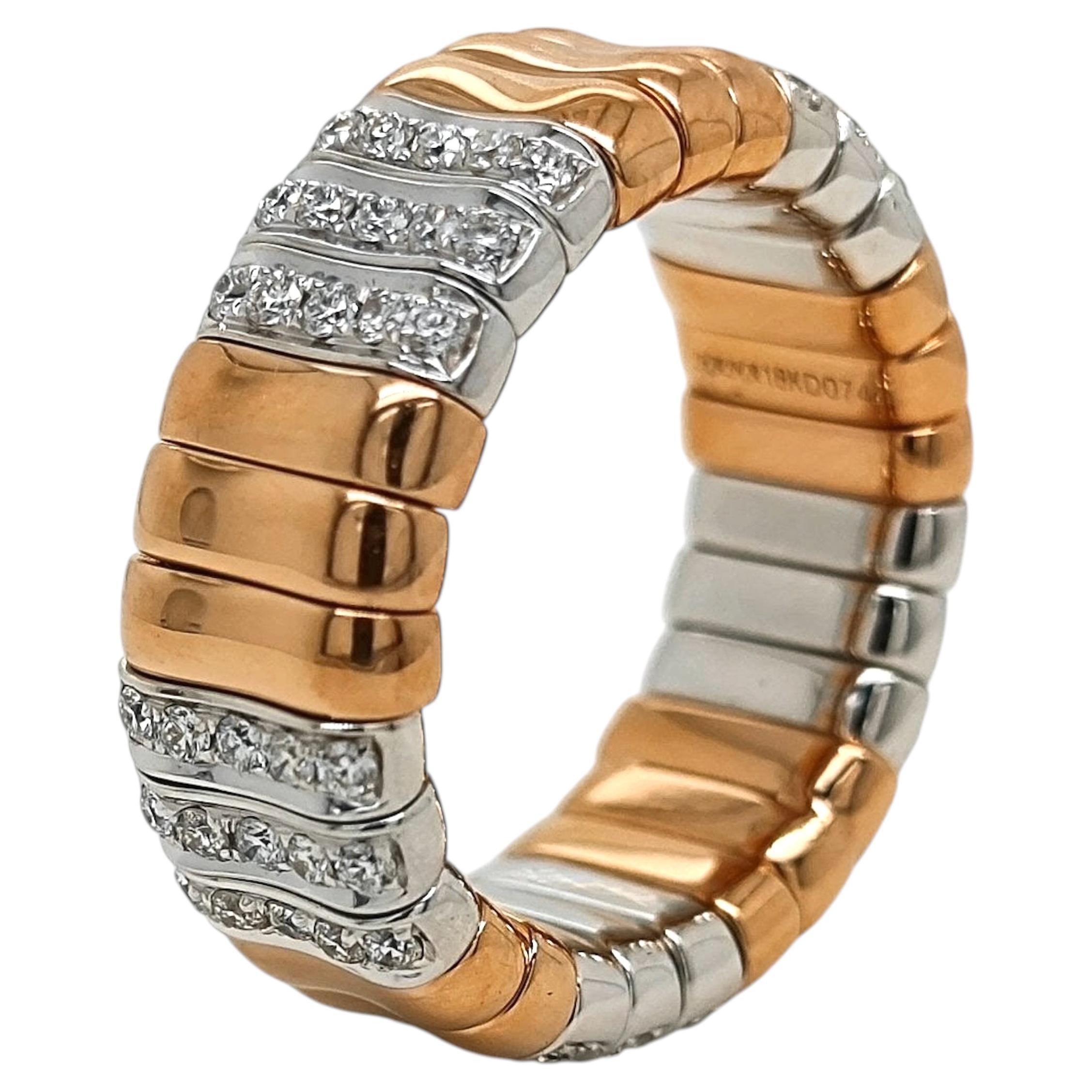 0.74 Carat Round Diamond Rose and White Gold Ring For Sale