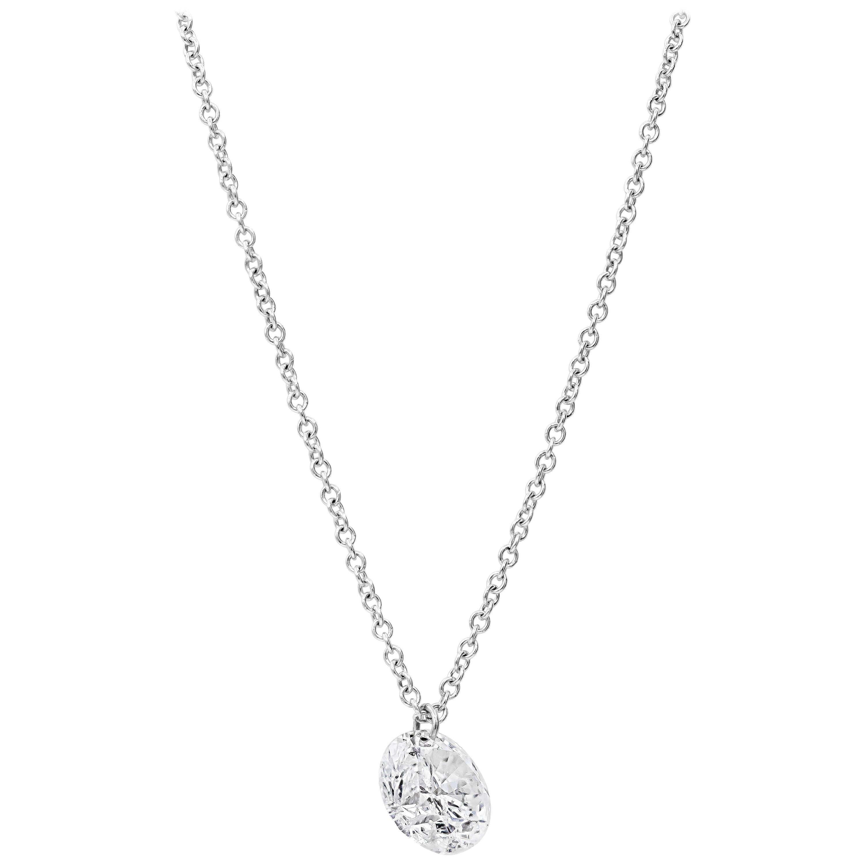 Roman Malakov 0.74 Carat Round Diamond Single Drill Solitaire Pendant Necklace