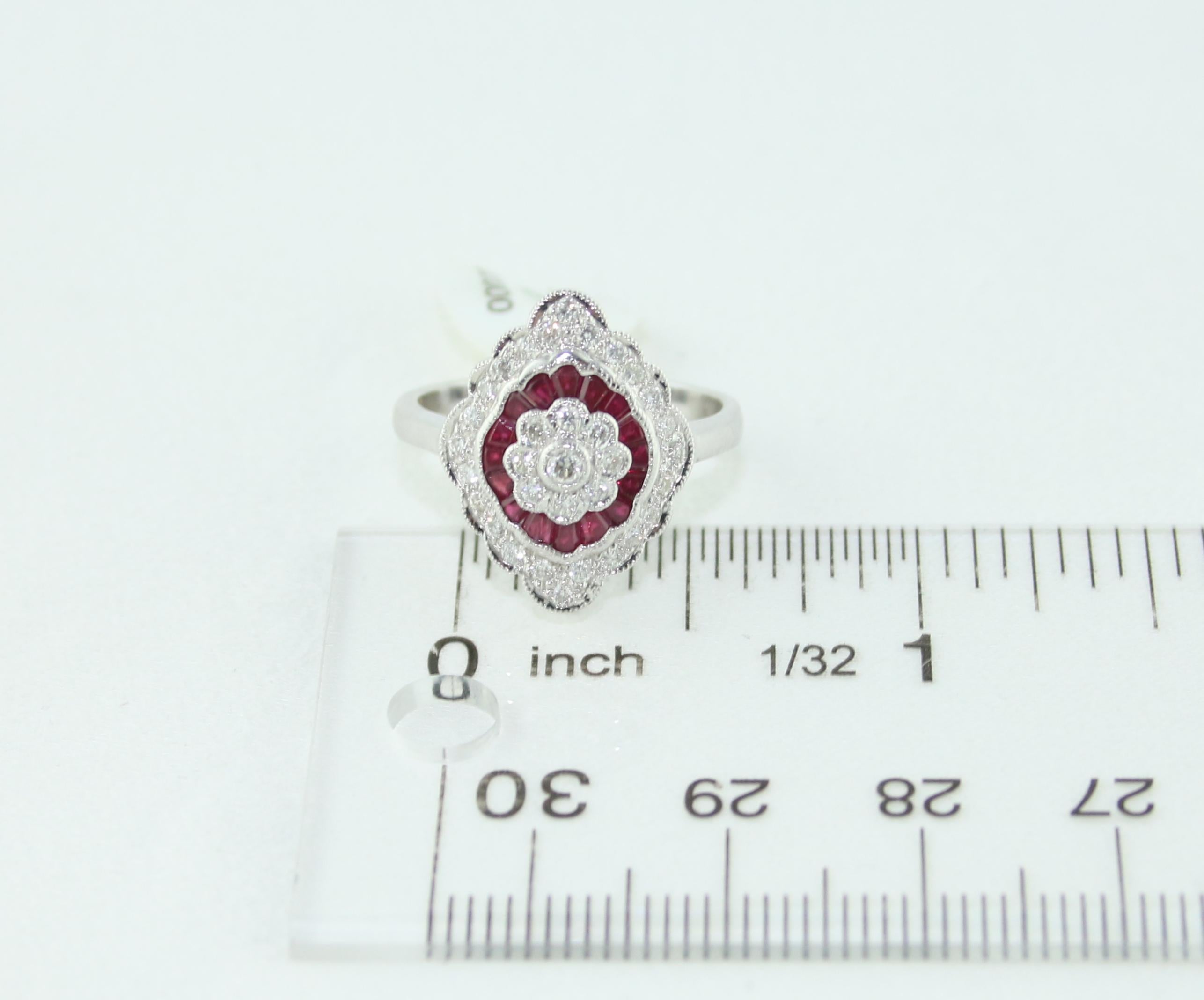 0.74 Carat Ruby Diamond Gold Ring For Sale 1