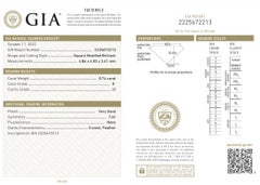 0,74 carati di diamante quadrato Brilliante certificato K Colore I2 Chiarezza