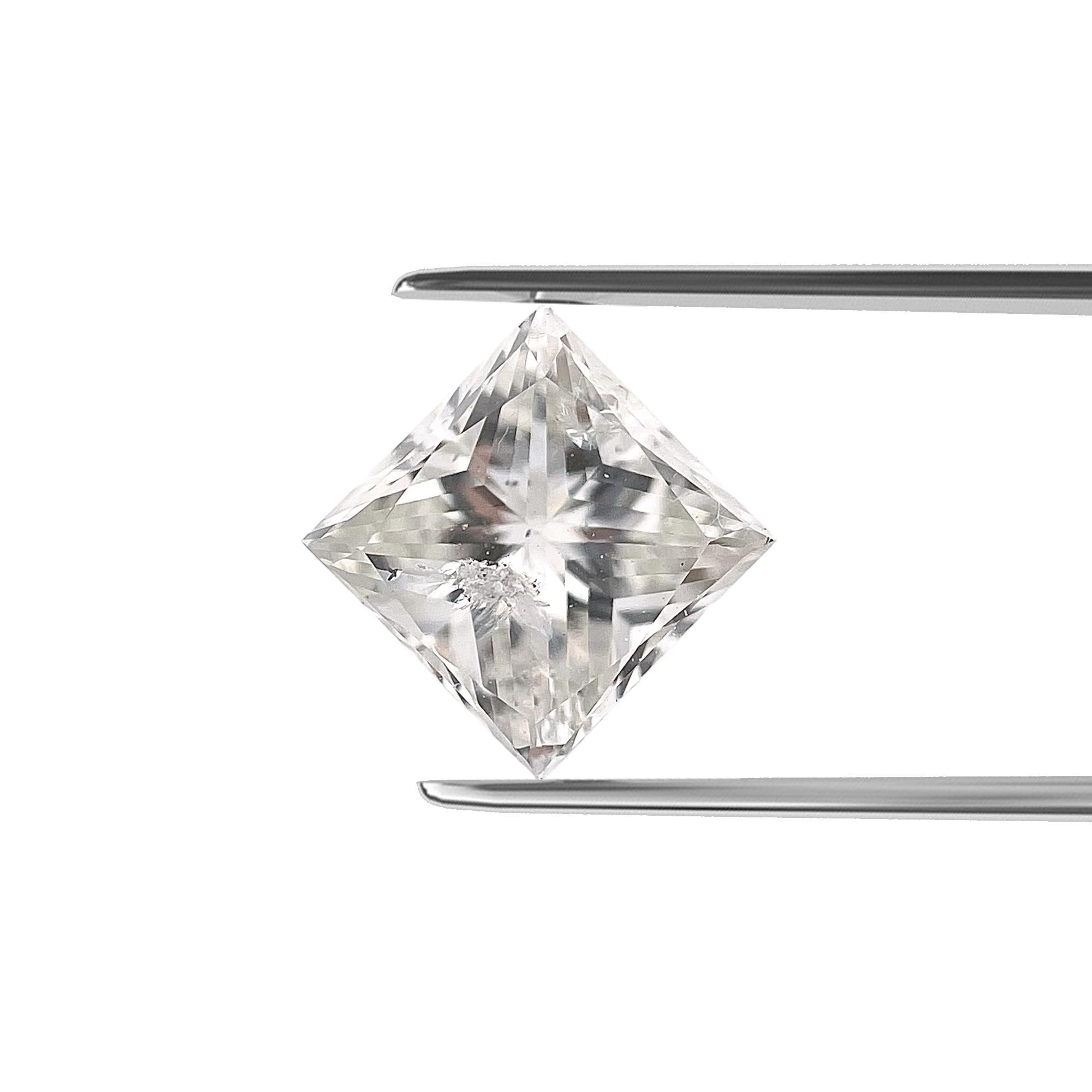 0,74 carati di diamante quadrato Brilliante certificato K Colore I2 Chiarezza In condizioni buone in vendita a New York, NY