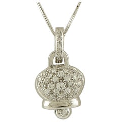 Diamanti bianchi da 0,74 carati, collana con ciondolo a forma di campana in oro bianco da 18 carati