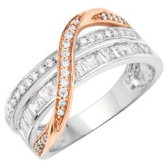 0.74 Ctw White Diamond, White Diamond 14 Karat White Gold Ring, Diamond Ring