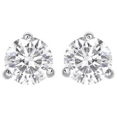 0.74 Total Carat Weight Round Brilliant Cut Diamond Stud Earrings