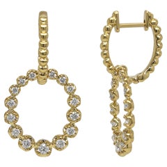 0.740 Carat White Diamond Yellow Gold Earrings