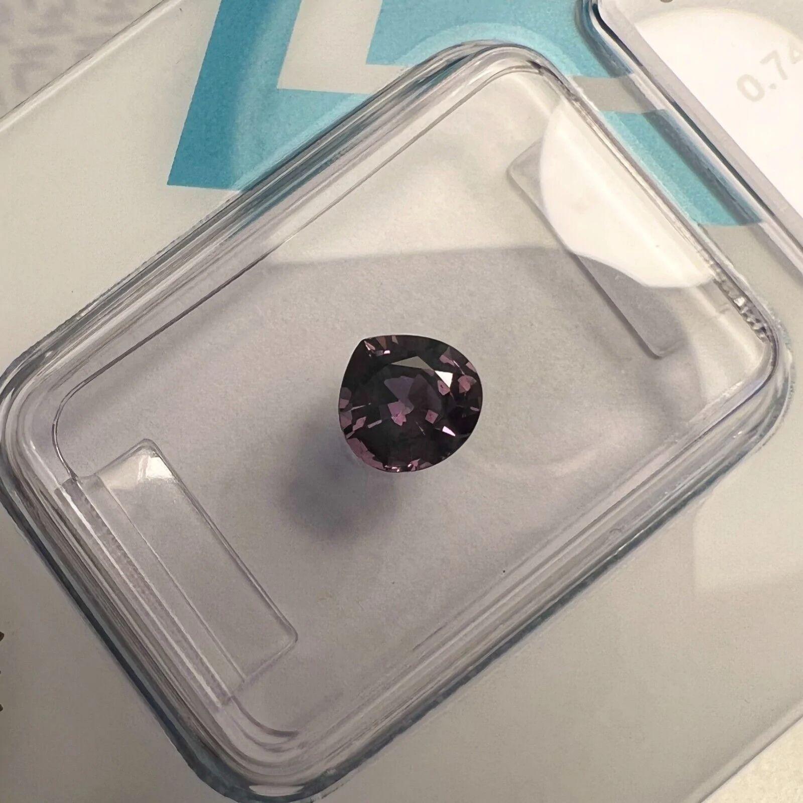 0.74ct Color Change Sapphire Blue Purple Untreated IGI Certified Unheated Pear In New Condition For Sale In Birmingham, GB