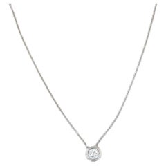 0,74 Karat Diamant Solitär-Anhänger Halskette 14k Weißgold 18" Kabelkette