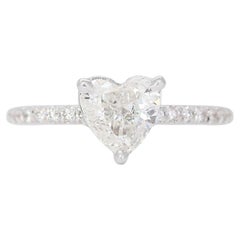 0.74ct Heart Diamond Pave Ring set in beautiful14K White Gold