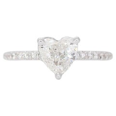 0.74ct Heart Diamond Pave Ring set in beautiful14K White Gold