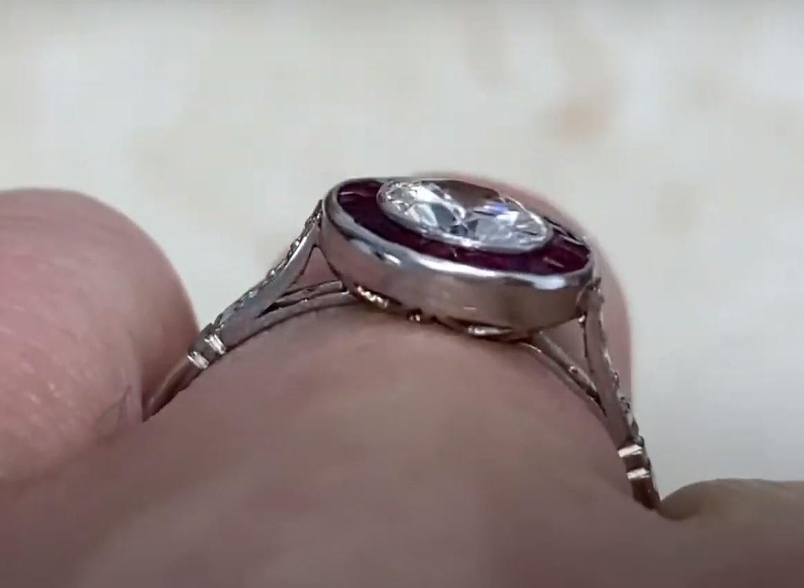 Round Cut Round Diamond Platinum Engagement Ring (Approx 0.70-Carats) Diamond Halo For Sale