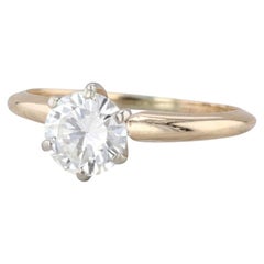 0,74ct Runder Diamant Solitär Verlobungsring 14k Weiß Gelbgold Größe 4,75