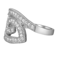 0.74cttw Pave Set Round Cut Diamond Ladies Cocktail Ring 14k White Gold
